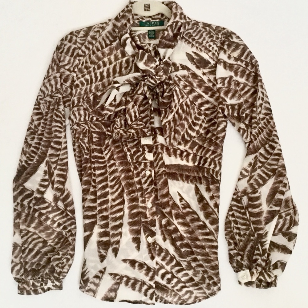 🔆NWOT🔆Ralph Lauren Print Bow Blouse